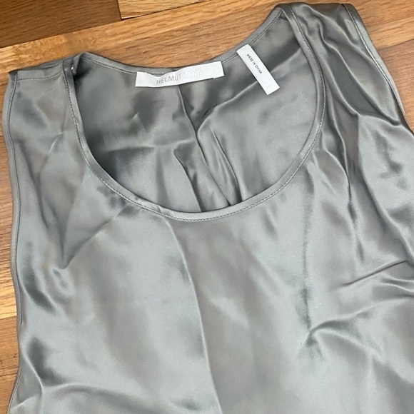 Helmut Lang NEW Back Twist Satin Sleeveless Blouse in Pebble Gray S - Picture 5 of 8